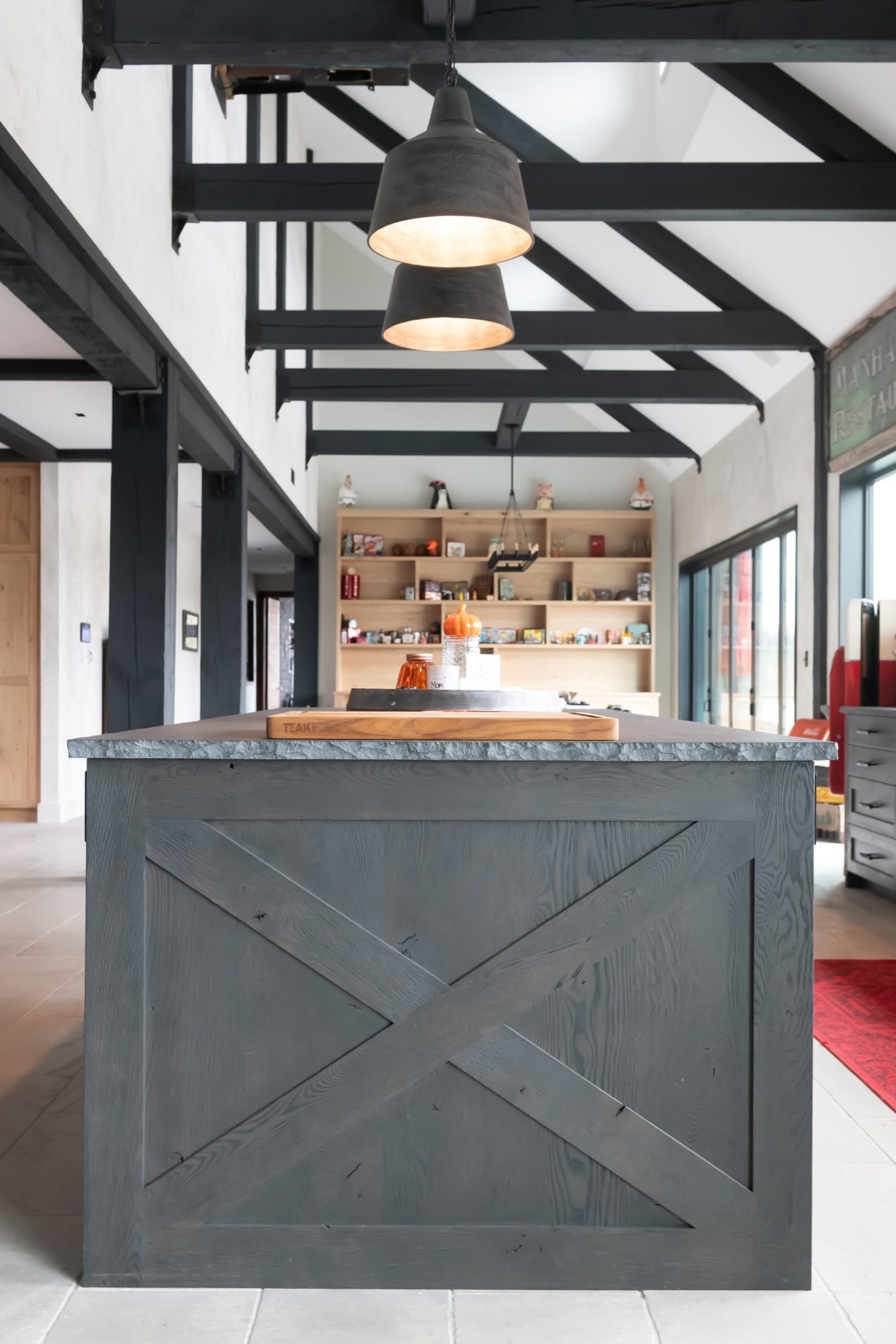 Rustic gray weathered wood-look cabinets